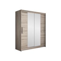SCHWEBETÜRENSCHRANK Westa II - Silberfarben/Trüffeleichefarben, Holzwerkstoff/Metall (150/200/58cm) - MIRJAN24