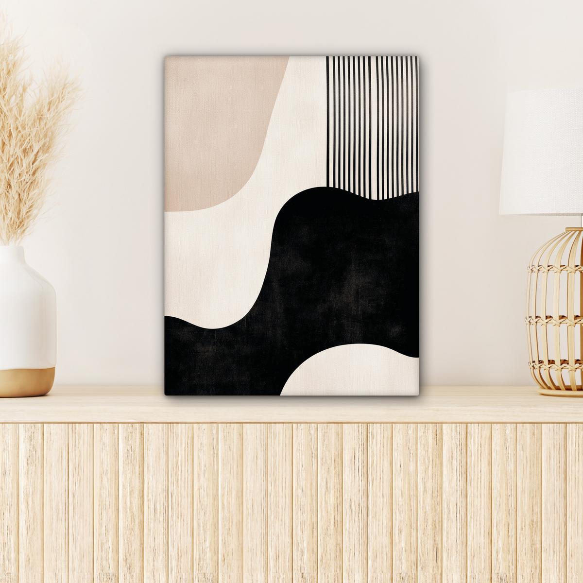 LEINWANDBILD Abstrakt - Japandi - Beige - Modern Room Decor 30x40 cm - Schwarz, Textil (30/40cm) - MuchoWow