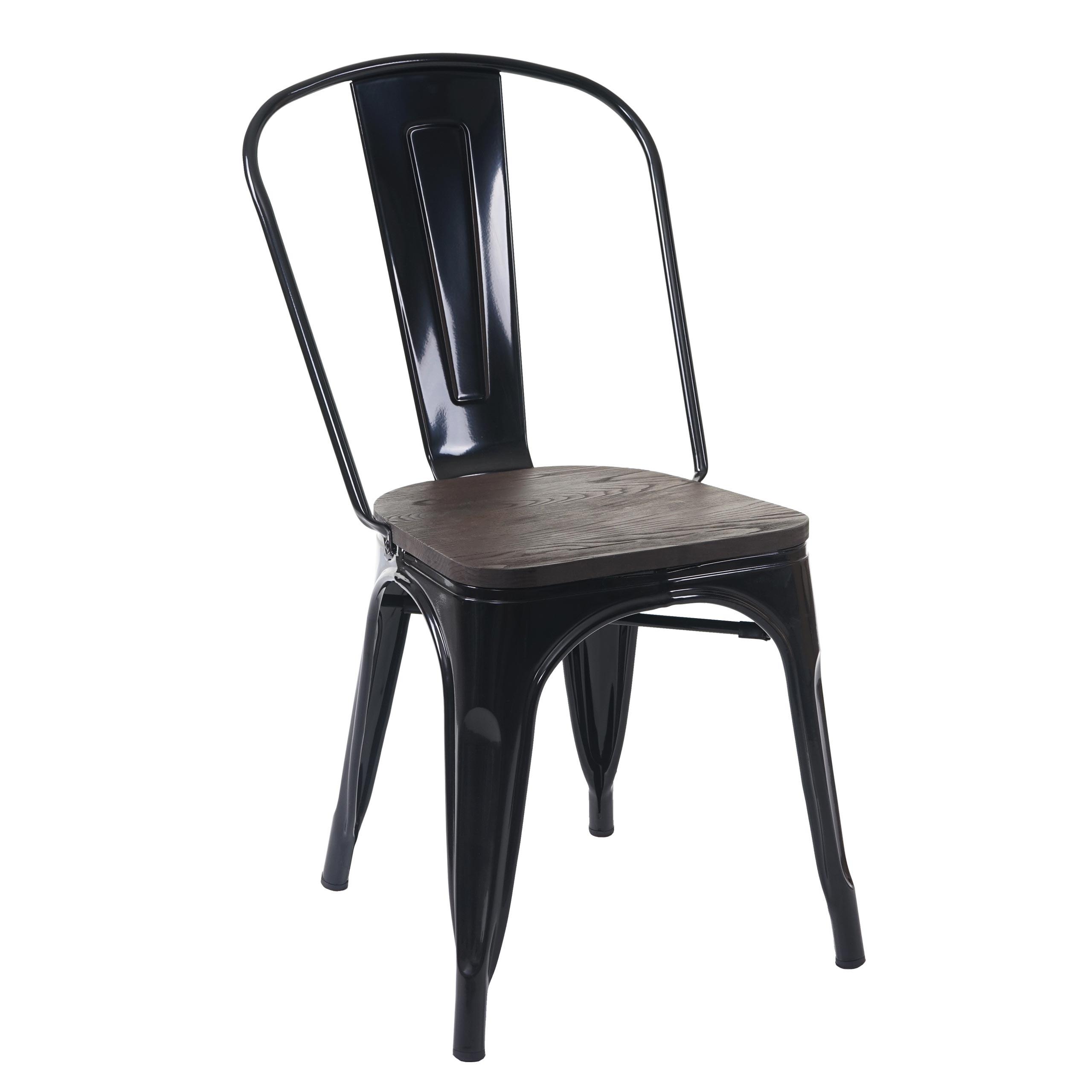 STUHL INKL. HOLZ-SITZFLÄCHE Schwarz - Schwarz, Holz (45/85/52cm) - MCW