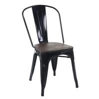 STUHL INKL. HOLZ-SITZFLÄCHE Schwarz - Schwarz, Holz (45/85/52cm) - MCW