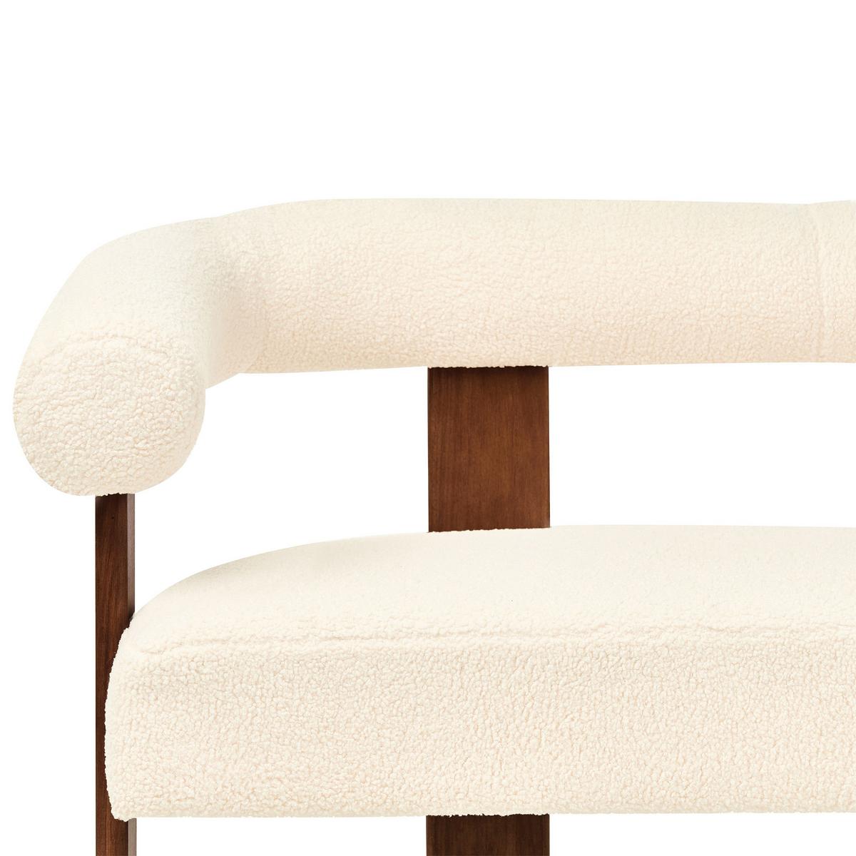 2-SITZER-SOFA Bouclé Cremeweiß/Dunkelbraun Ilbro - Creme, Textil (138/76/68cm) - Beliani