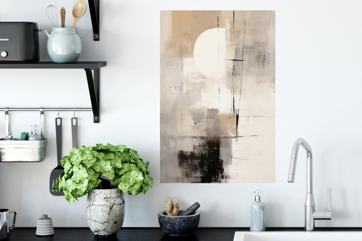 WANDTATTOO Abstrakt - Kunst - Grau Wandbild 40x60 cm - Hellgrau, Kunststoff (40/60/0.1cm) - MuchoWow
