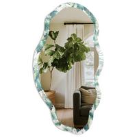 SPIEGEL 90x45 cm asymmetrisch mit Druck - Tropische Blätter - Transparent, Glas (45/90/0.4cm) - TULUP
