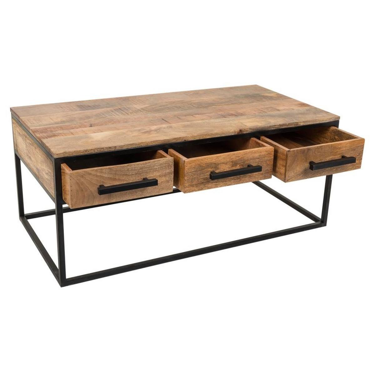 COUCHTISCH aus Holz und Metall 119x61x48 cm - Braun, Metall (61/119/48cm) - Wanderlust