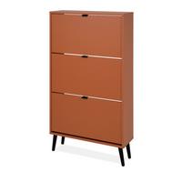 SCHUHSCHRANK terracotta 70 x 125 cm, Schuhkipper mit 3 Klappen - Terracotta/Schwarz, Holz/Holzwerkstoff (70/125/24cm) - Furn.Design