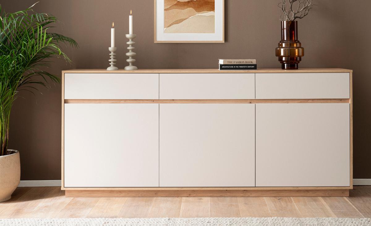 SIDEBOARD Kaschmir, Eiche Artisan 202 x 89 cm, Kommode mit Soft-Close - Kaschmir/Eiche Artisan, Holzwerkstoff/Metall (202/89/40cm) - Furn.Design