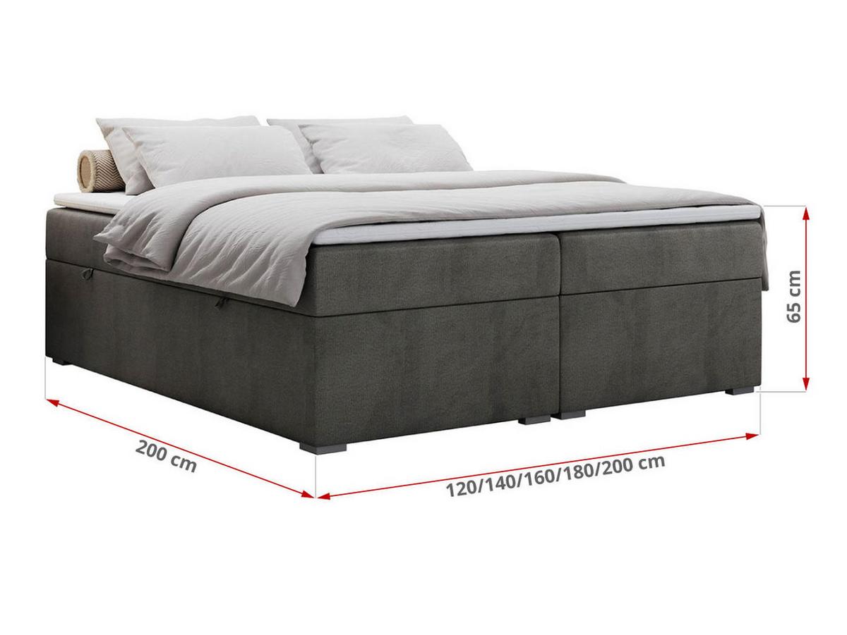 BOXBETT BESS 200/200 Dunkelgrau Velvet - H3 - Dunkelgrau, Holz/Textil (200/200cm) - MKS