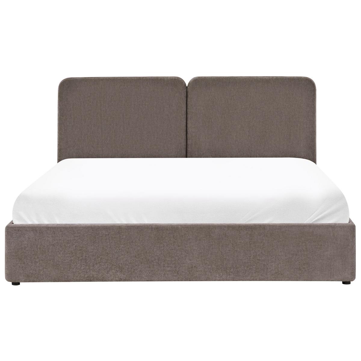 BETT mit Stauraum 180/200 cm Chenillegewebe Taupe Arbois - Taupe, Textil (180/200cm) - Beliani