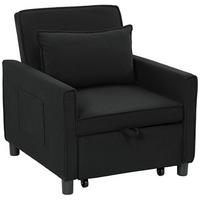 3-IN-1 Schlafsessel, Klappbett mit Bettfunktion, Lendenkissen für Wohnzimmer - Schwarz, Kunststoff (74/81/84cm) - HOMCOM
