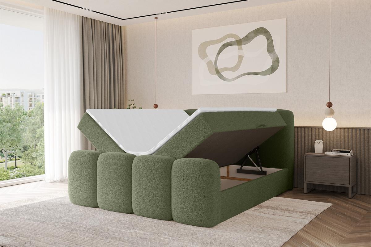 BOXBETT mit Matratze H3 - NINA-Z - 120x200 cm Grün - Dunkelgrün, Holzwerkstoff (120/200cm) - ALTDECOR