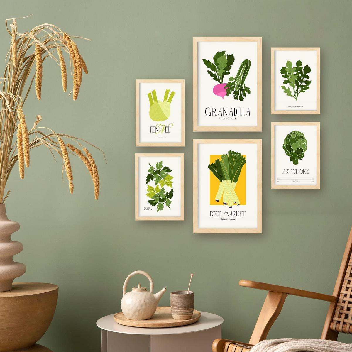 POSTER Set Mit 6 Lebensmittel Und Ernährungs Grünes Gemüse A3 & A4 Rahmenlos - Klar, Papier (29/3cm) - Nacnic