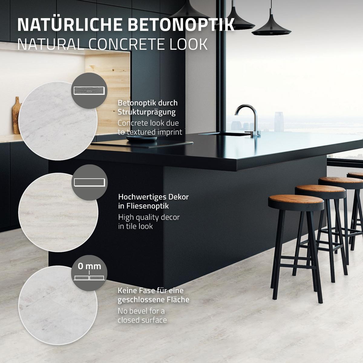 VINYLBODEN Klick 1,86m²/10 Dielen PVC Bodenbelag Eiche Rustikal Hell Holzoptik - Hellgrau, Kunststoff (61.5/31/0.42cm) - ML-DESIGN