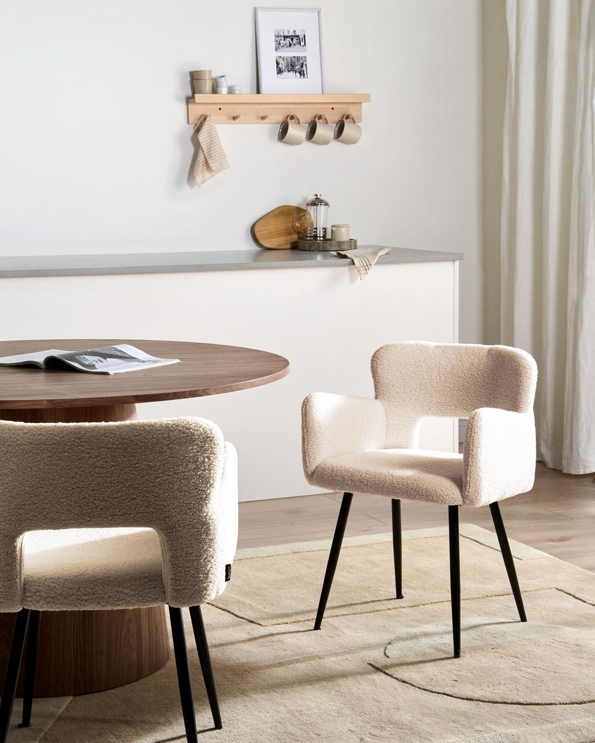 ESSZIMMERSTUHL Beige Sanilac - Beige/Schwarz, Textil (54/76/50cm) - Beliani