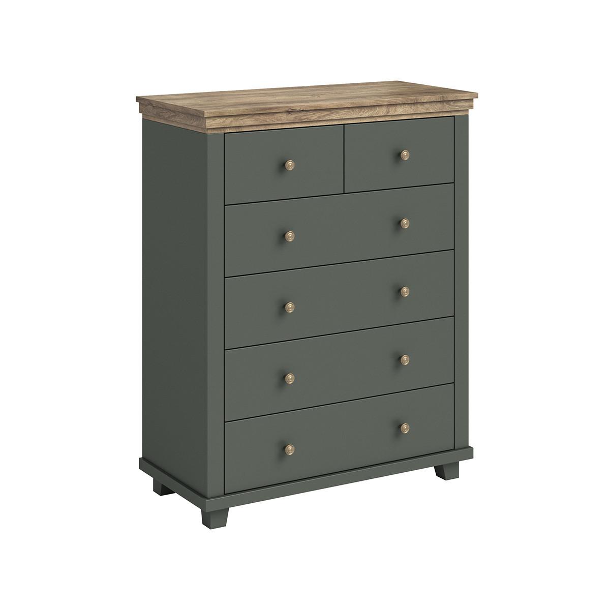 KOMMODE Martin Grün und Holz - Grün, Holzwerkstoff (90/112.5/42cm) - Petits-meubles