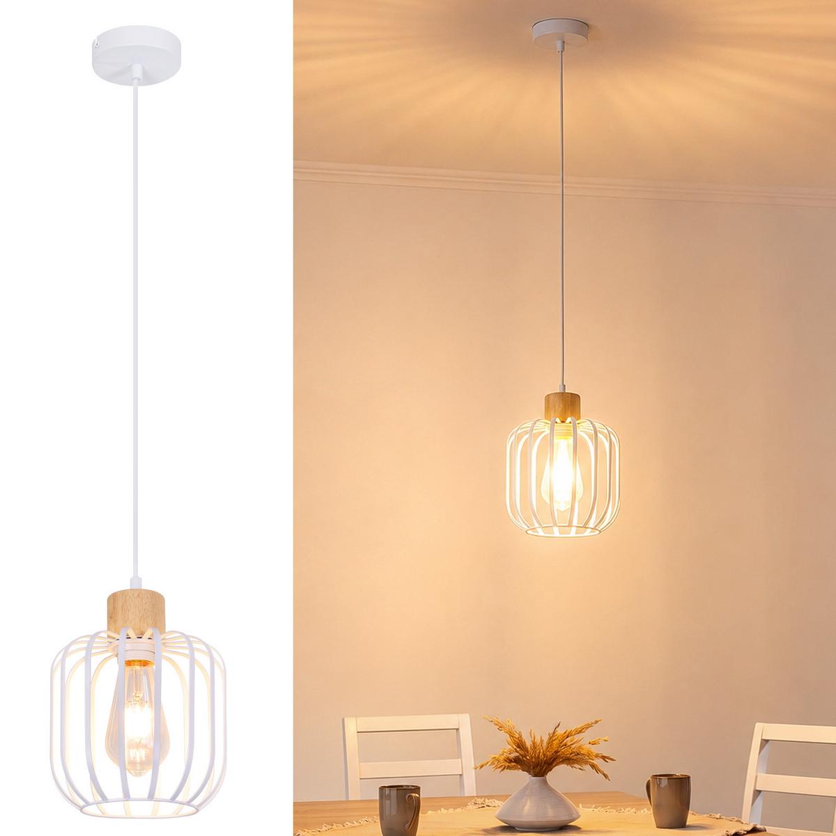 PENDELLEUCHTE Wyvith 18/10/145 cm - Weiß, Holz/Metall (18/10/145cm) - ZMH