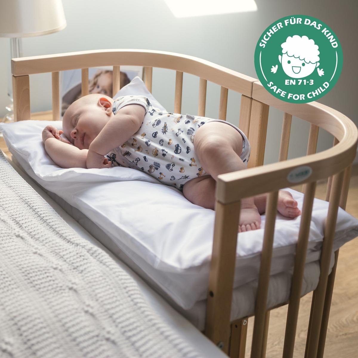 BABYBETT GREY, 7in1 mit Matratze - Rosa/Grau, Holz (73/123cm) - waldin