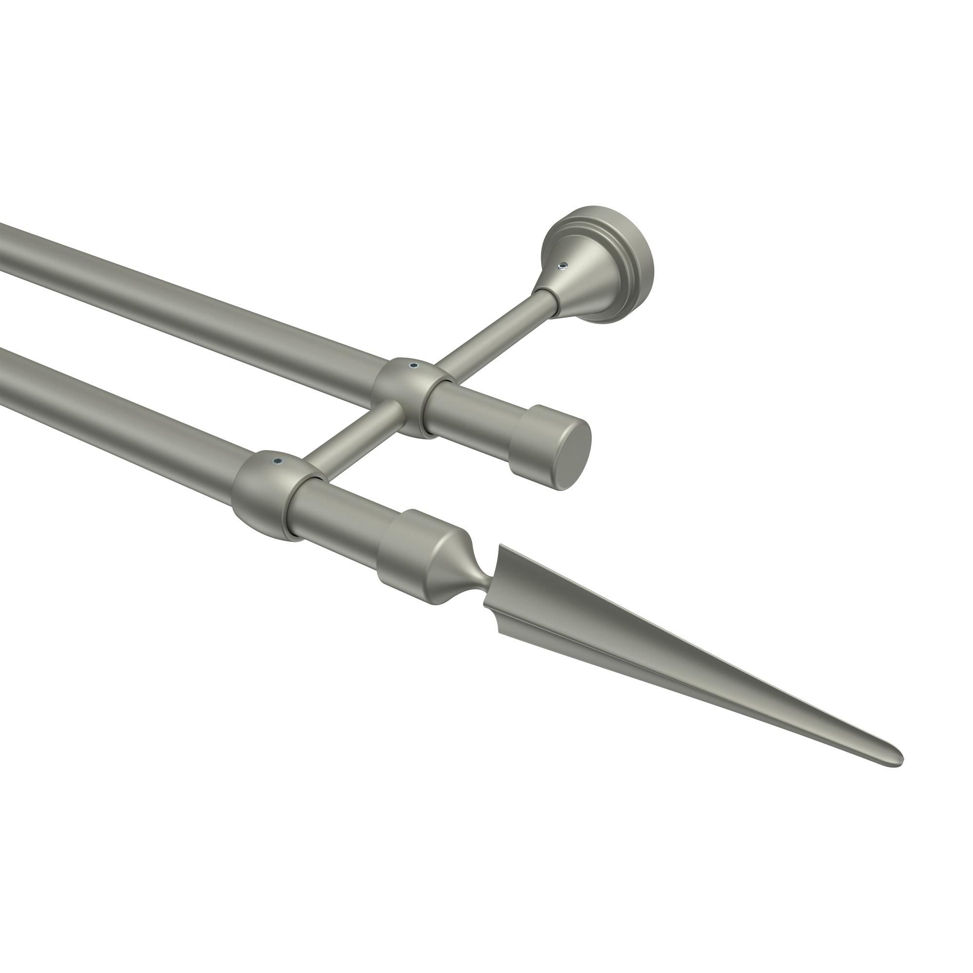 GARDINENSTANGE Primus Lorenzo 180 cm, 2-läufig (ohne Ringe), 16 mm Ø Chrom matt - Chromfarben/Nickelfarben, Metall (180cm) - INTERDECO