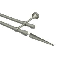 GARDINENSTANGE Primus Lorenzo 200 cm, 2-läufig (ohne Ringe), 16 mm Ø Chrom matt - Chromfarben/Nickelfarben, Metall (200cm) - INTERDECO