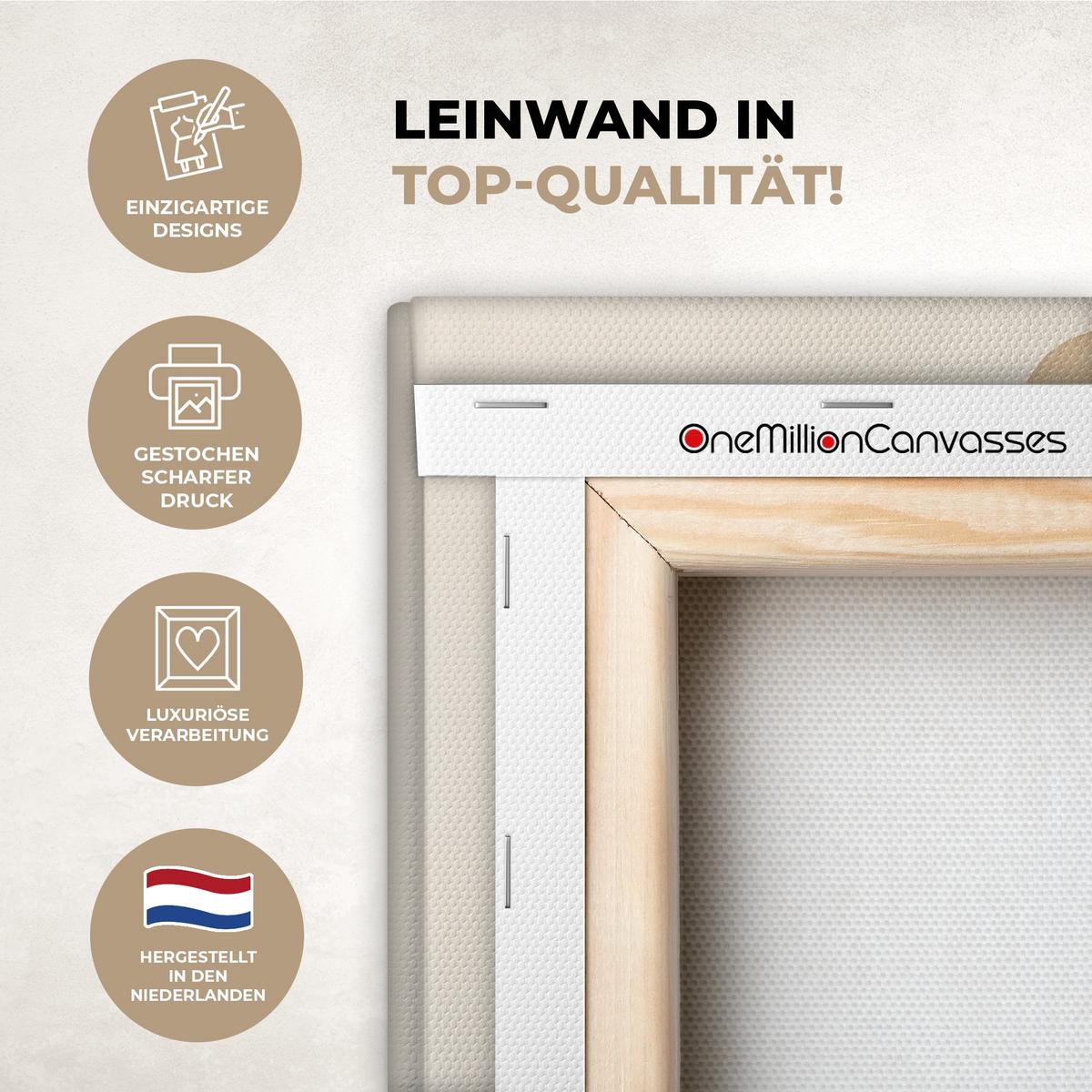 LEINWANDBILD Japandi - Wabi sabi - Beige Deko Schlafzimmer 30x20 cm - Taupe, Textil (30/20cm) - MuchoWow