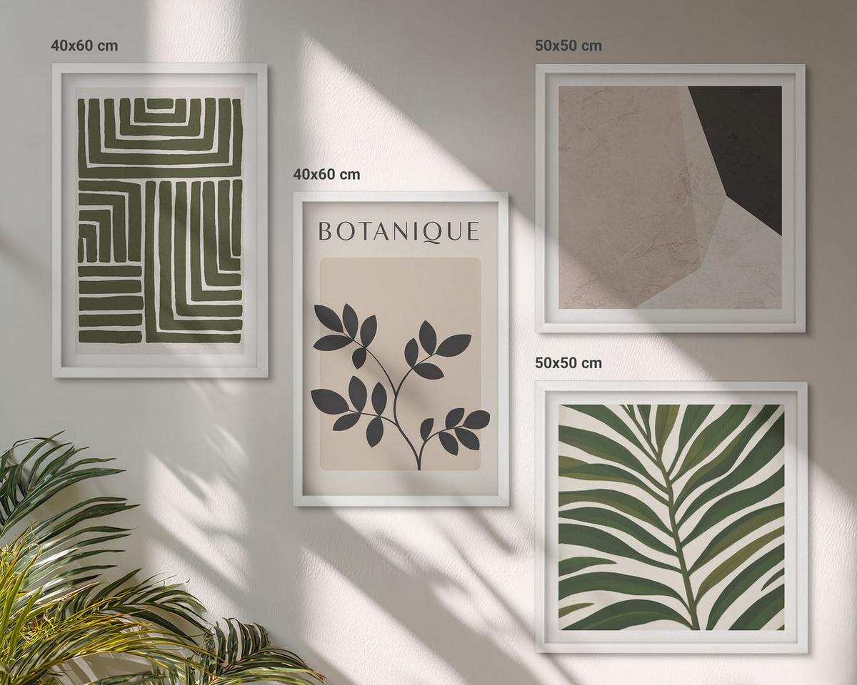 BILDER SET 4er Set - 50x50 cm & 40x60 cm Weißer Rahmen - Botanische Boho-Kompositionen - Weiß, Kunststoff (50/50cm) - TULUP