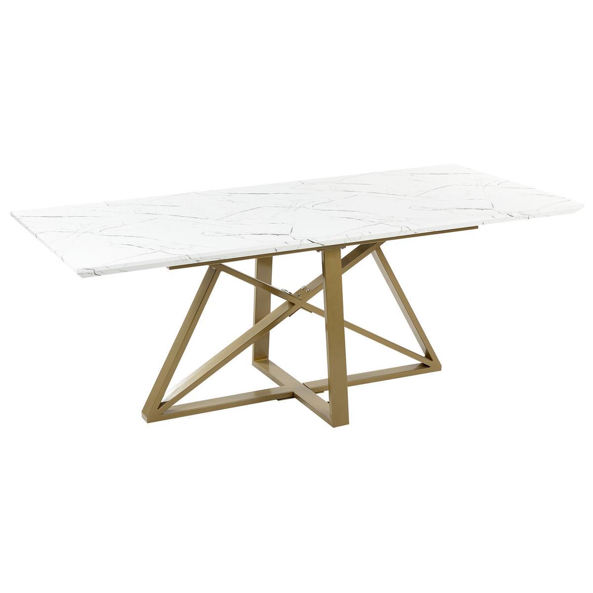 ESSTISCH 160-200/90/77 cm Weiß, Goldfarben Rechteckig Maximus - Weiß, Holzwerkstoff (200/90/77cm) - Beliani