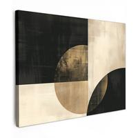 LEINWANDBILD Abstrakt - Geometrische Formen - Schwarz - Gold Wandbild 40x30 cm - Ecru, Textil (40/30cm) - MuchoWow