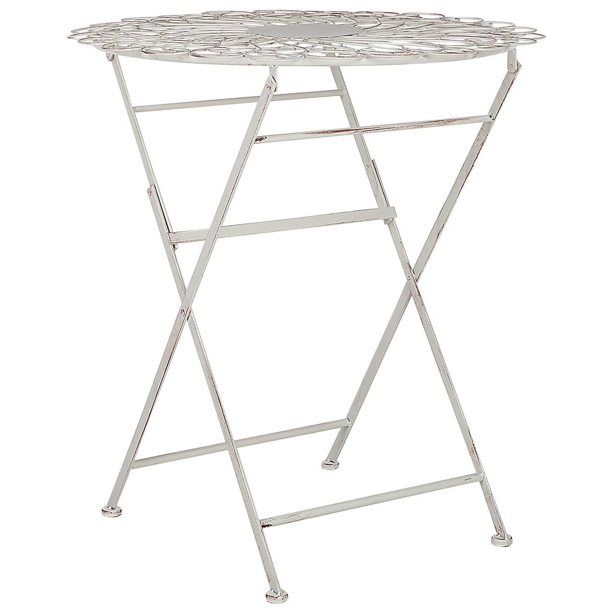 BALKONSET 2-Sitzer Metall cremeweiß zusammenklappbar Stiffe - Weiß, Metall - Beliani