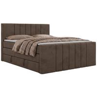 BOXSPRINGBETT INERO DUO KING 200/200 - Braun Velvet - Topper Visco - H3 - Schwarz/Braun, Kunststoff/Textil (200/200cm) - MKS