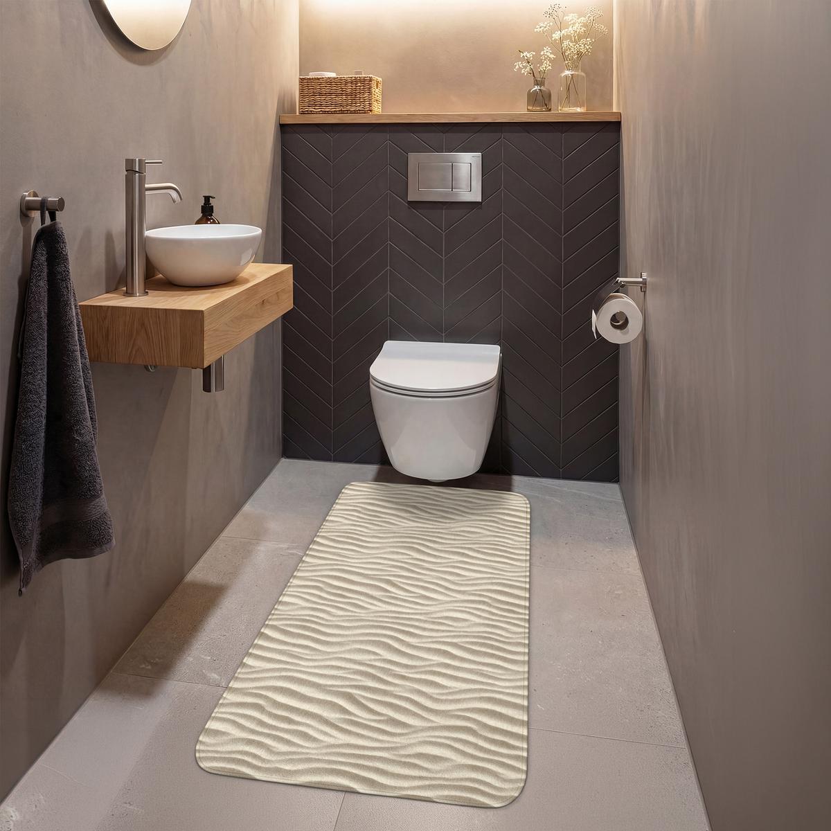 WC-VORLEGER Sand - Wellen - Beige Toilettenvorleger 60x120 cm - Sandfarben, Textil (60/1cm) - OnlyWow