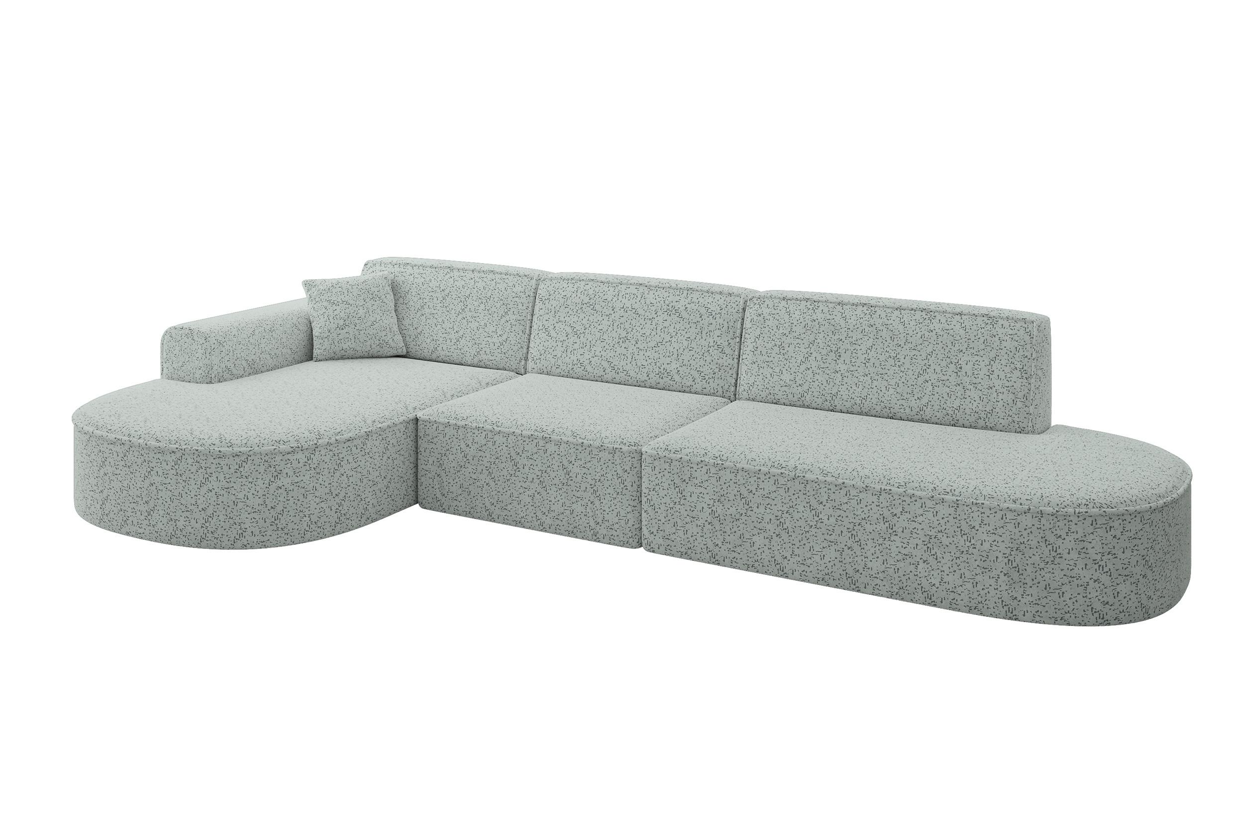 ECKSOFA Ottomane Links MARI-L2 - 328x171x79 cm Grün Tissu - Wildeiche/Schwarz, Holzwerkstoff/Kunststoff (328/171cm) - ALTDECOR