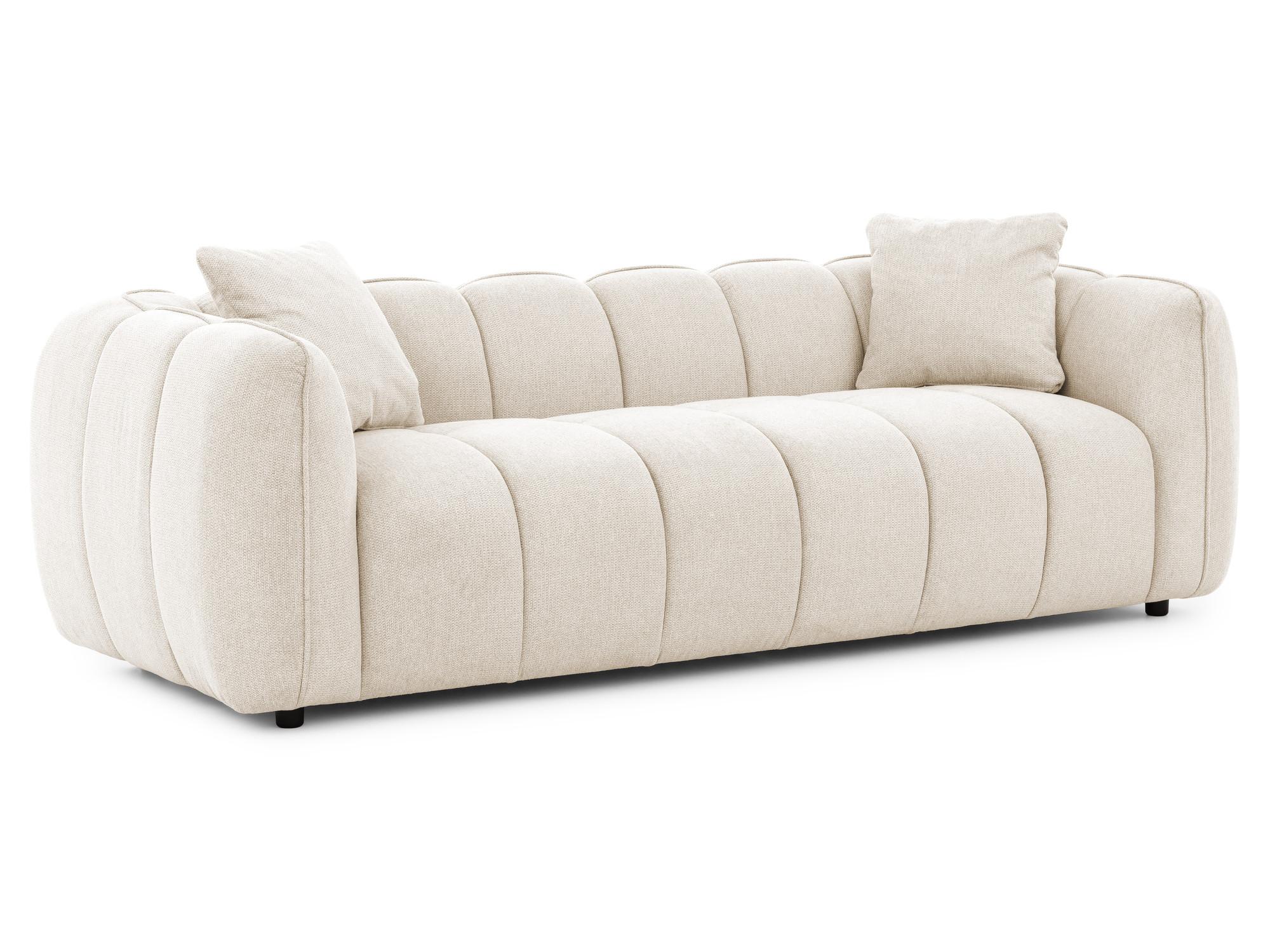 3-SITZER SOFA Nubira in tief gesteppter Bubble-Optik aus weichem Hellbeige Strukturstoff im modernen Design - Beige/Schwarz, Holz/Kunststoff (228/69/89cm) - S-Style Möbel