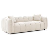 3-SITZER SOFA Nubira in tief gesteppter Bubble-Optik aus weichem Hellbeige Strukturstoff im modernen Design - Beige/Schwarz, Holz/Kunststoff (228/69/89cm) - S-Style Möbel