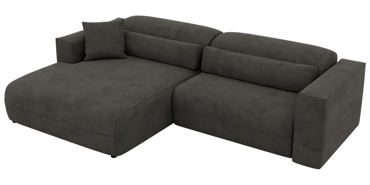ECKSOFA PAZURRO L - Dunkelgrau Velvet - Links Seite - Dunkelgrau/Schwarz, Kunststoff/Textil (288/180cm) - MKS