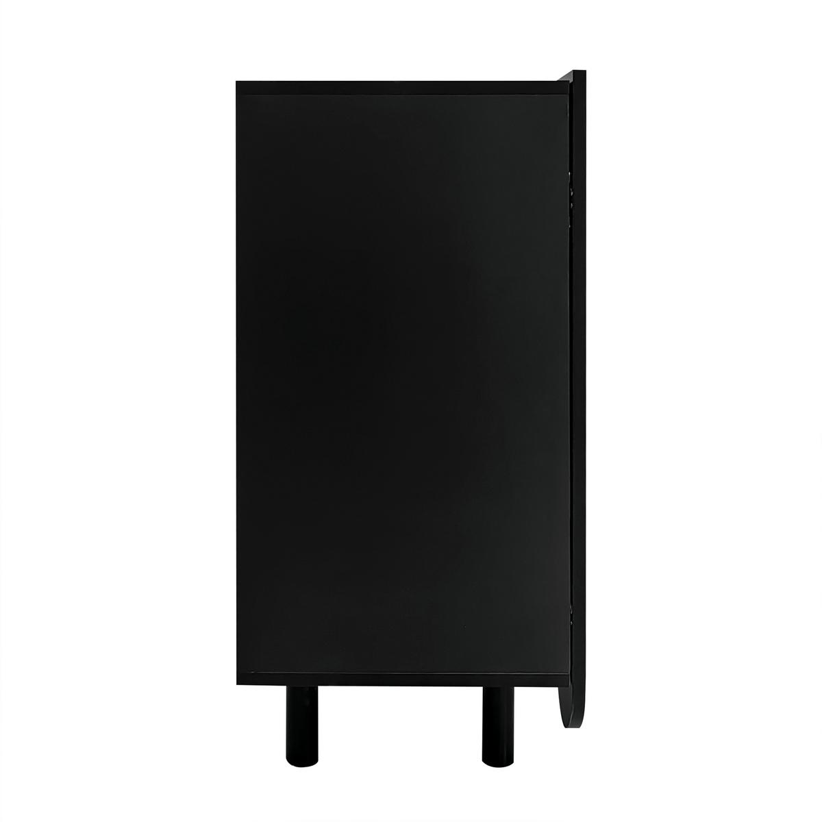 SIDEBOARD mit Metallfüßen und Rillen-Design - Schwarz, Holzwerkstoff/Metall (120/80/38cm) - Urban Meuble