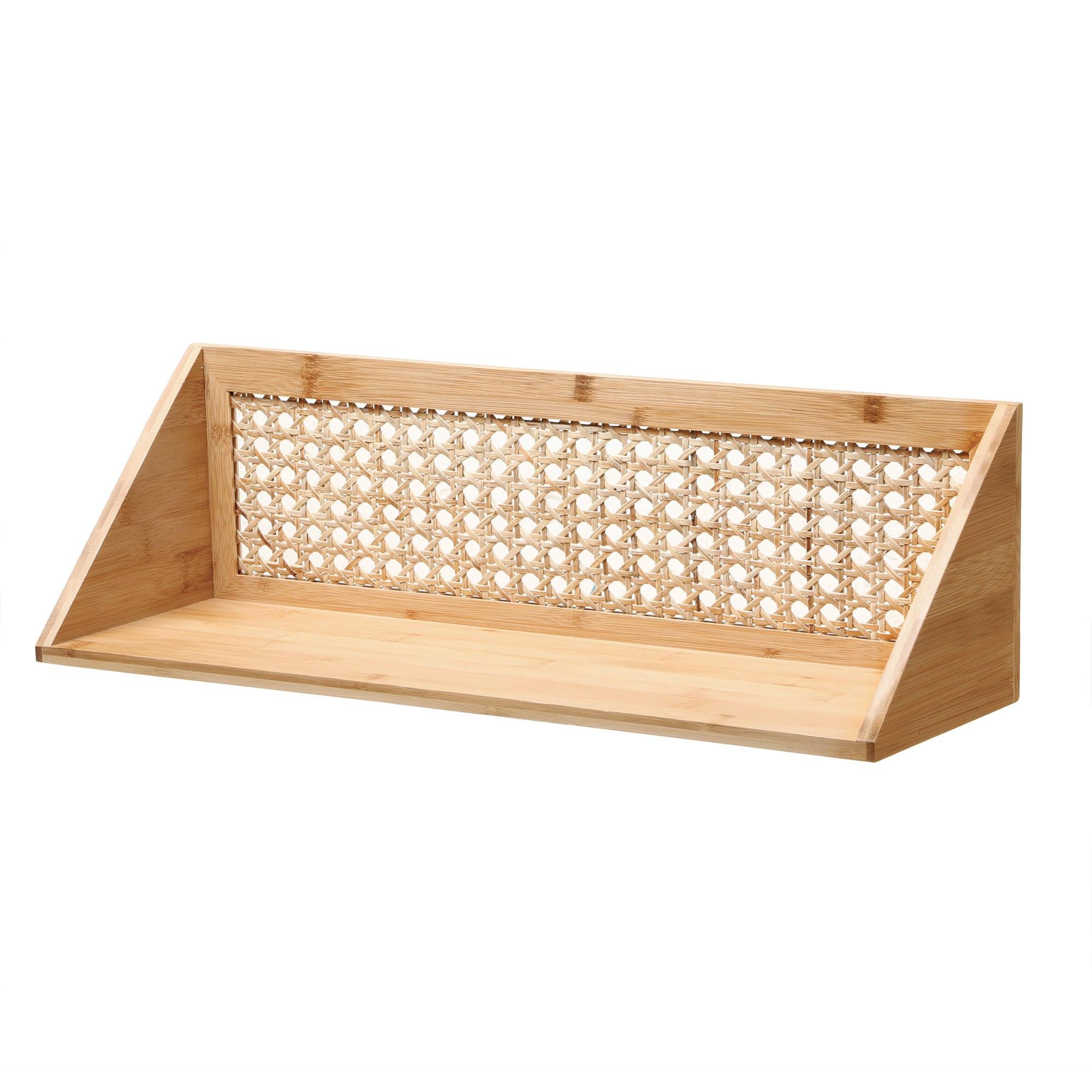 WANDREGAL aus Bambus und natürlichem Rattan - 50 cm - Eschefarben, Holzwerkstoff (15/15/32cm) - Calicosy