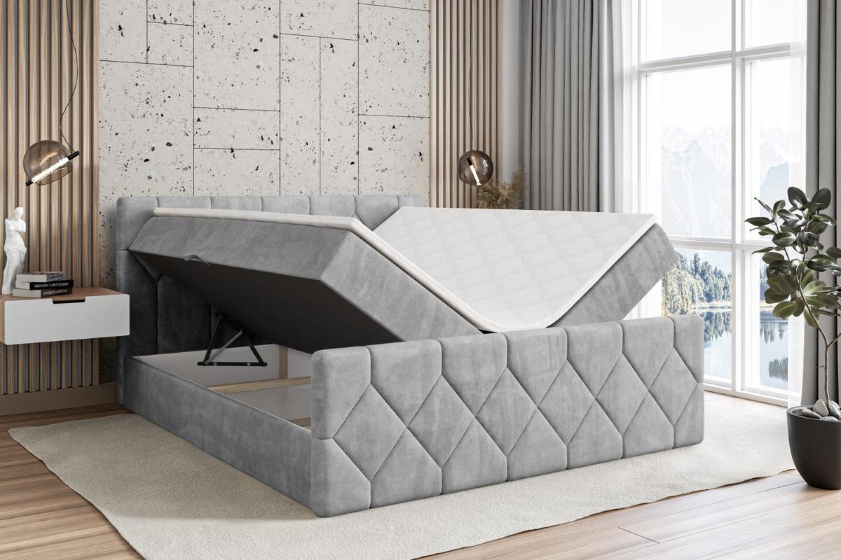 BOXBETT CATOR-Z - 180x200 cm - H3 - Hellgrau - Hellgrau, Holzwerkstoff (180/200cm) - ALTDECOR