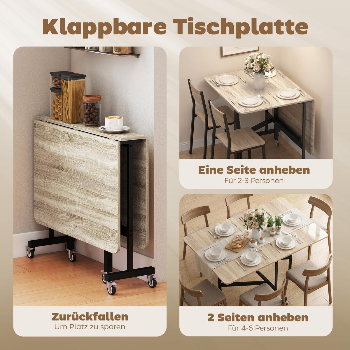 ESSTISCH aus Spanplatte 120/80/73 cm Eiche - Eichefarben/Schwarz, Holzwerkstoff/Metall (120/80/73cm) - HOMCOM