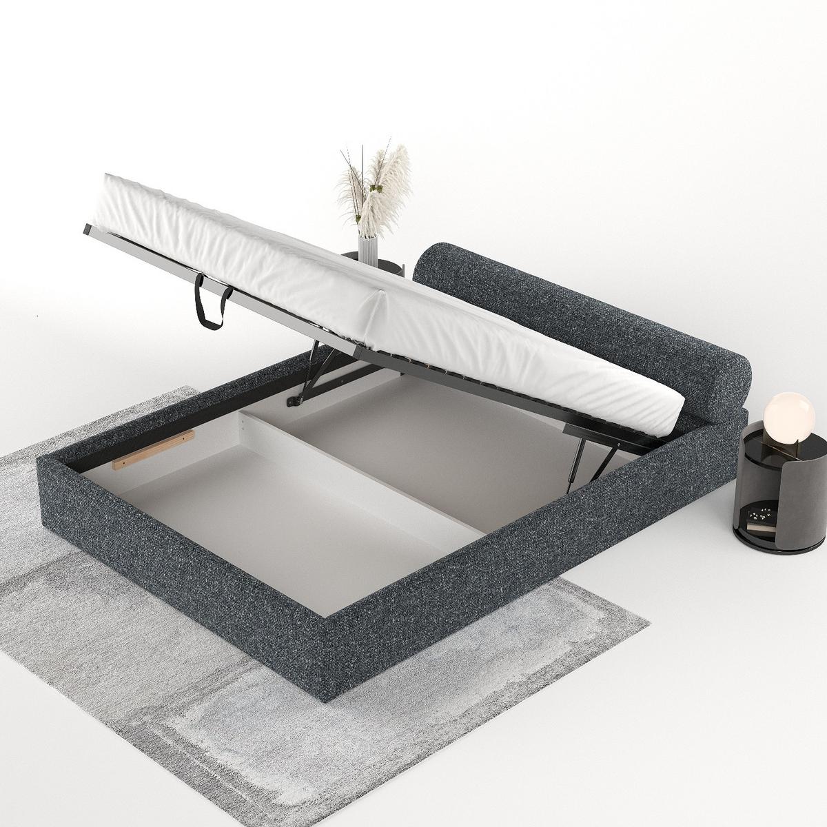 POLSTERBETT Solvo mit Stauraum 200/200 cm Grau im Blur Stoff - Schwarz/Naturfarben, Holz/Holzwerkstoff (200/200cm) - AltaBeds