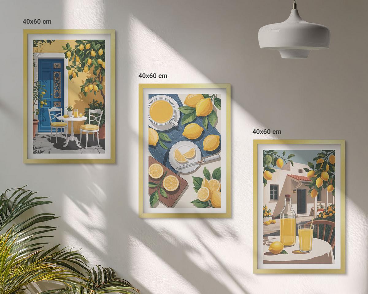 BILDER SET 3er Set - 40x60 cm Goldrahmen - Patio Sun Limonade - Goldfarben, Kunststoff (40/60cm) - TULUP