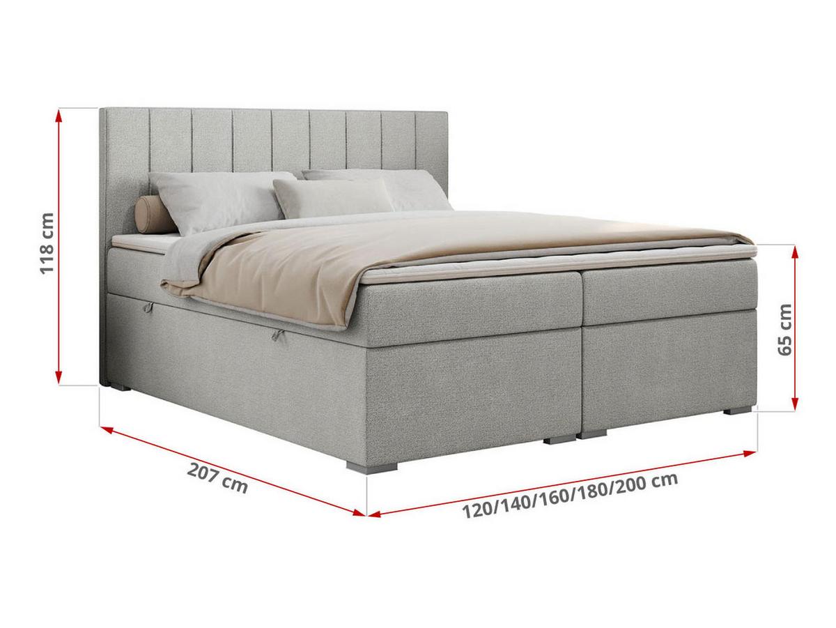 BOXBETT ALLY 120/200 Hellgrau Struktur - H4 - Hellgrau, Holz/Textil (120/200cm) - MKS
