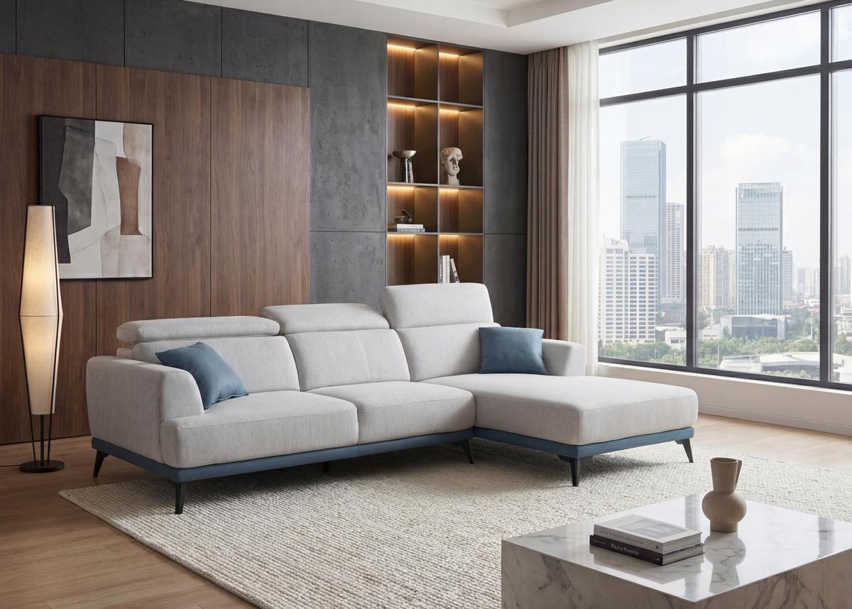 SOFA L-FORM Hellgrau - Hellgrau, Textil (277/170cm) - MCW