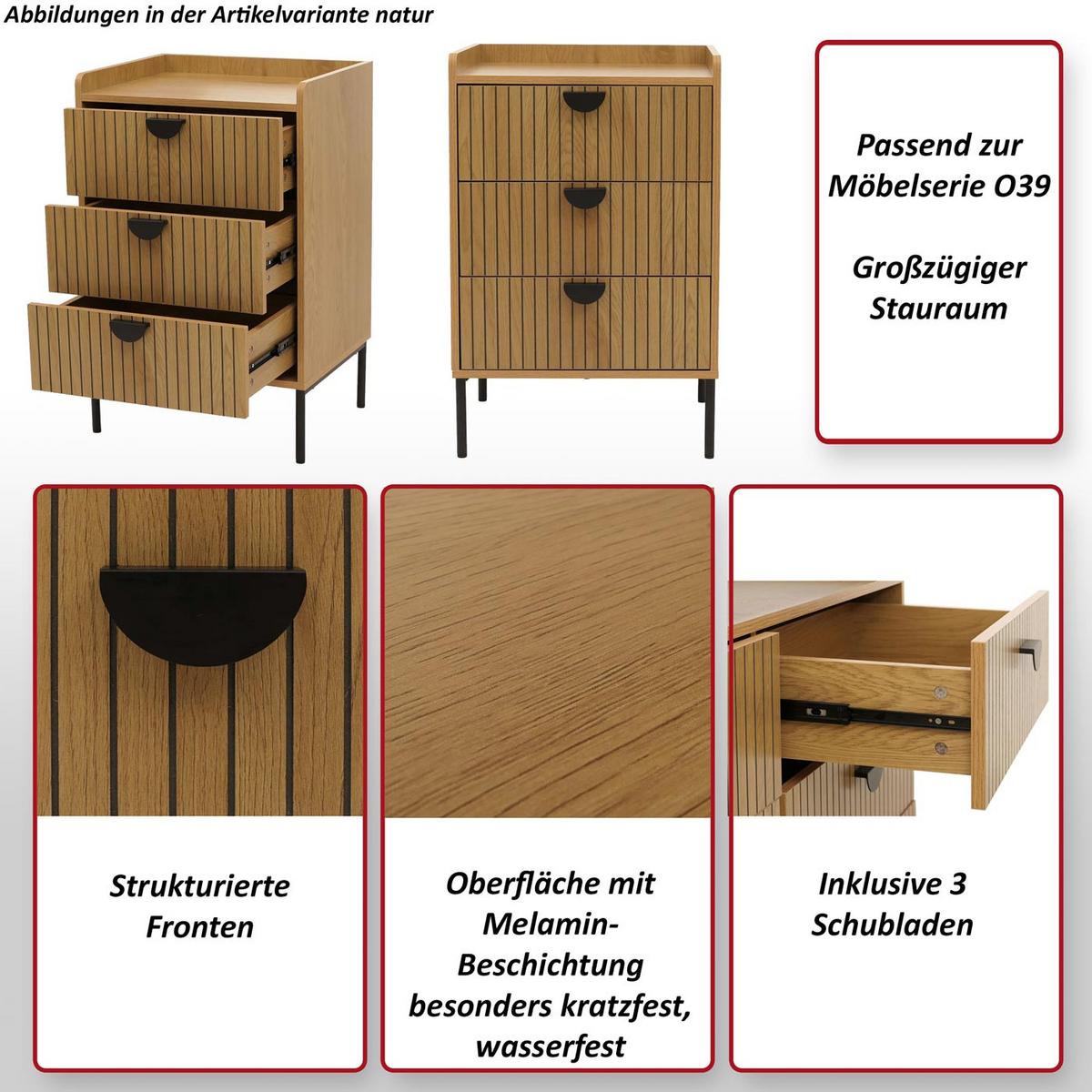 KOMMODE Schwarz - Schwarz, Holz (50/77/42cm) - MCW