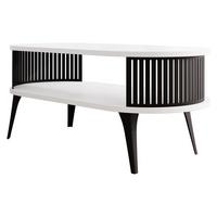 COUCHTISCH Roenni Oval - Schwarz/Weiß, Holzwerkstoff/Metall (100/50/44cm) - MIRJAN24