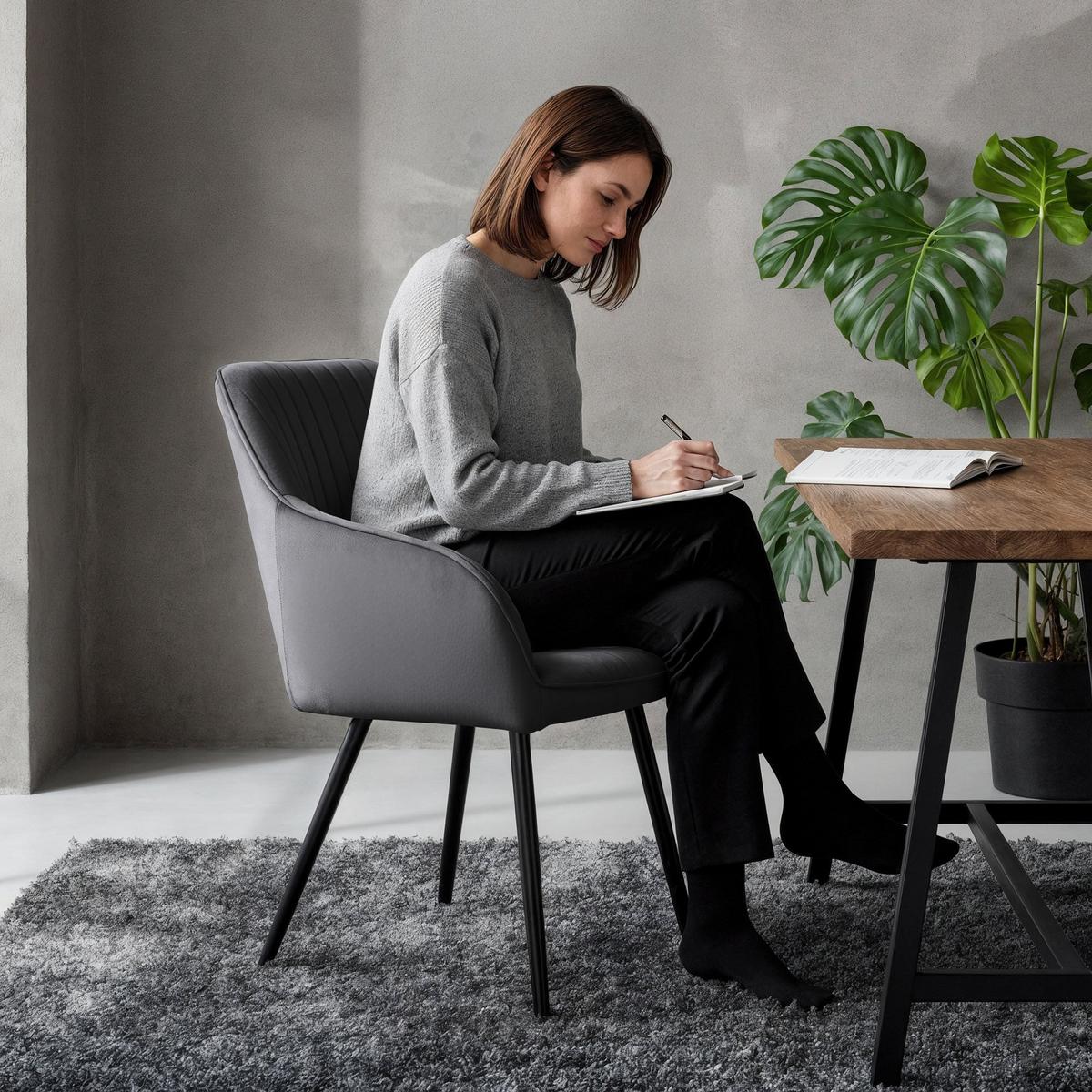 POLSTERSTUHL 2er Set, Metallbeine Graphit 54,5/82/58 - Grau, Textil (55/82/52cm) - RAUMHIRSCH FURNITURE