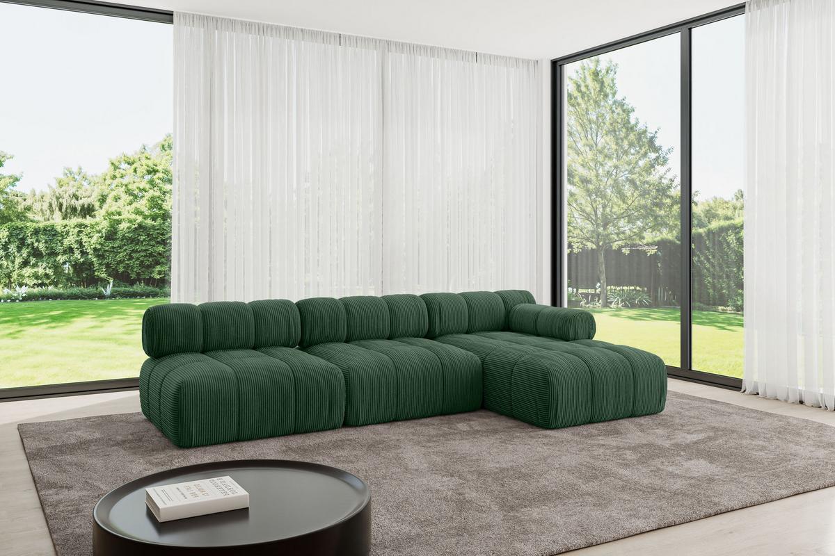 ECKSOFA modulares Sofa Razon-L2 - 285x160x70 cm Grün Cord - Grün, Holzwerkstoff/Textil (285/160cm) - ALTDECOR