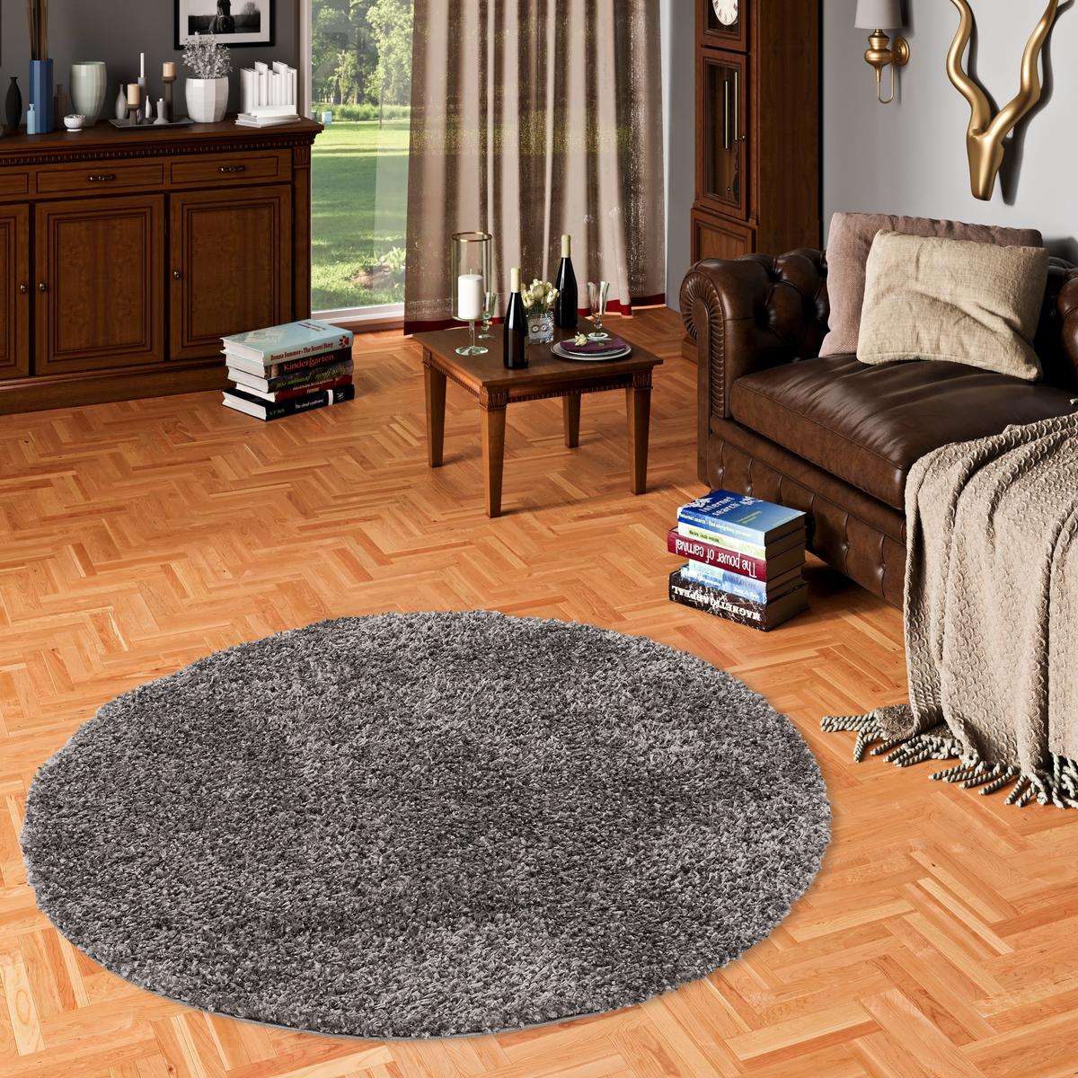 HOCHFLOR LANGFLOR SHAGGY TEPPICH COMFY MIX RUND - Anthrazit, Textil (200/200cm) - Pergamon