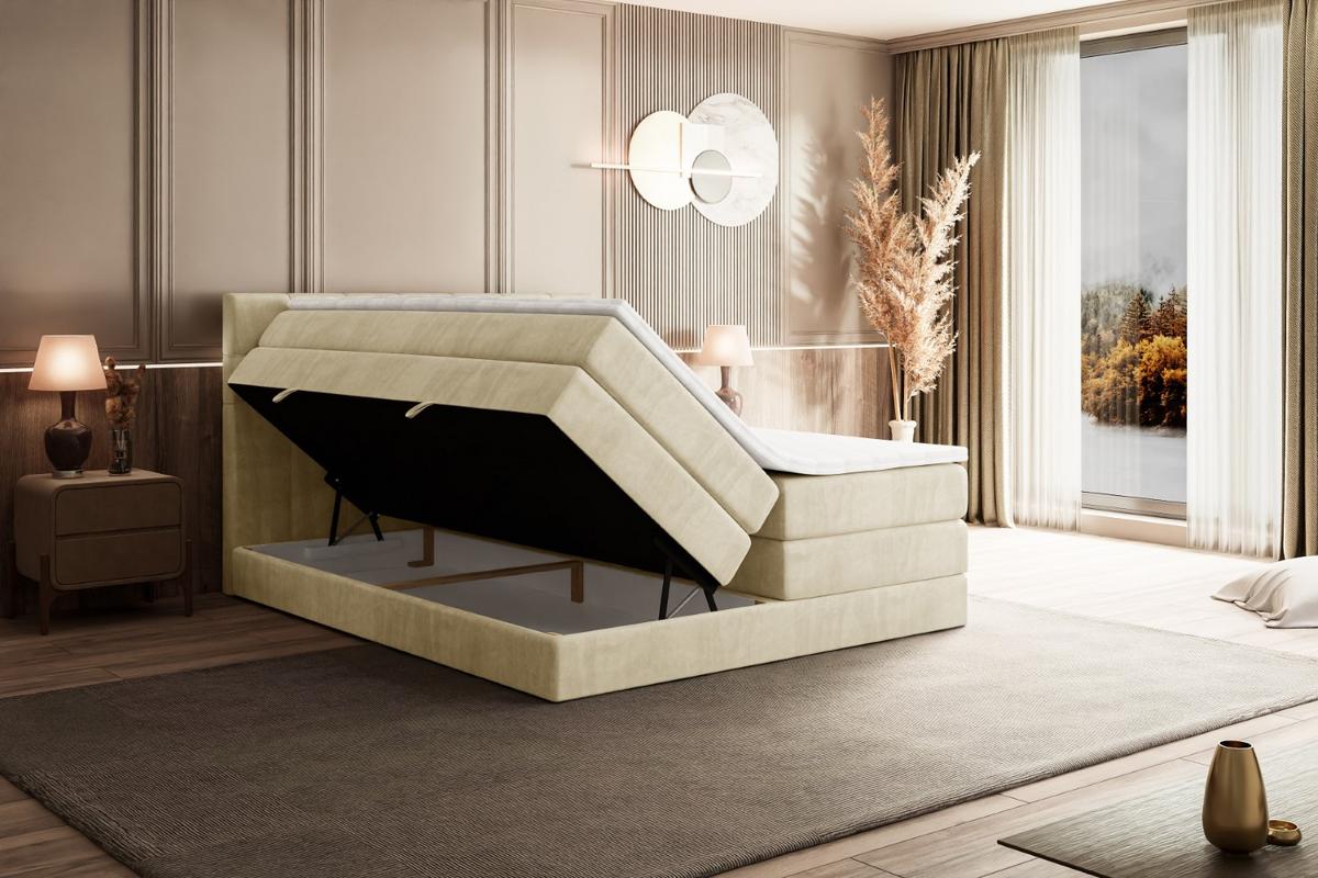 BOXSPRINGBETT BERO KING - 140x200 - H3/H4 - Beige - Beige, Holzwerkstoff (140/200cm) - ALTDECOR