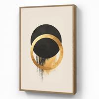WANDLEUCHTE MIT AKKU Abstraktes Design - Schwarzer Kreis - Farbflecken 60x90 cm - Creme, Holzwerkstoff (60/90/8cm) - OnlyWow