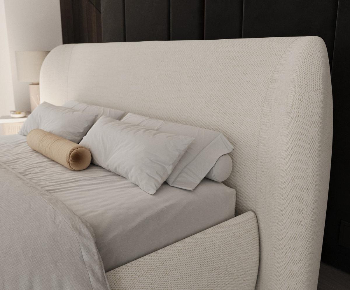 POLSTERBETT Bellano mit Stauraum 140/200 cm Creme im Modesto Stoff - Creme/Schwarz, Holz/Holzwerkstoff (140/200cm) - AltaBeds