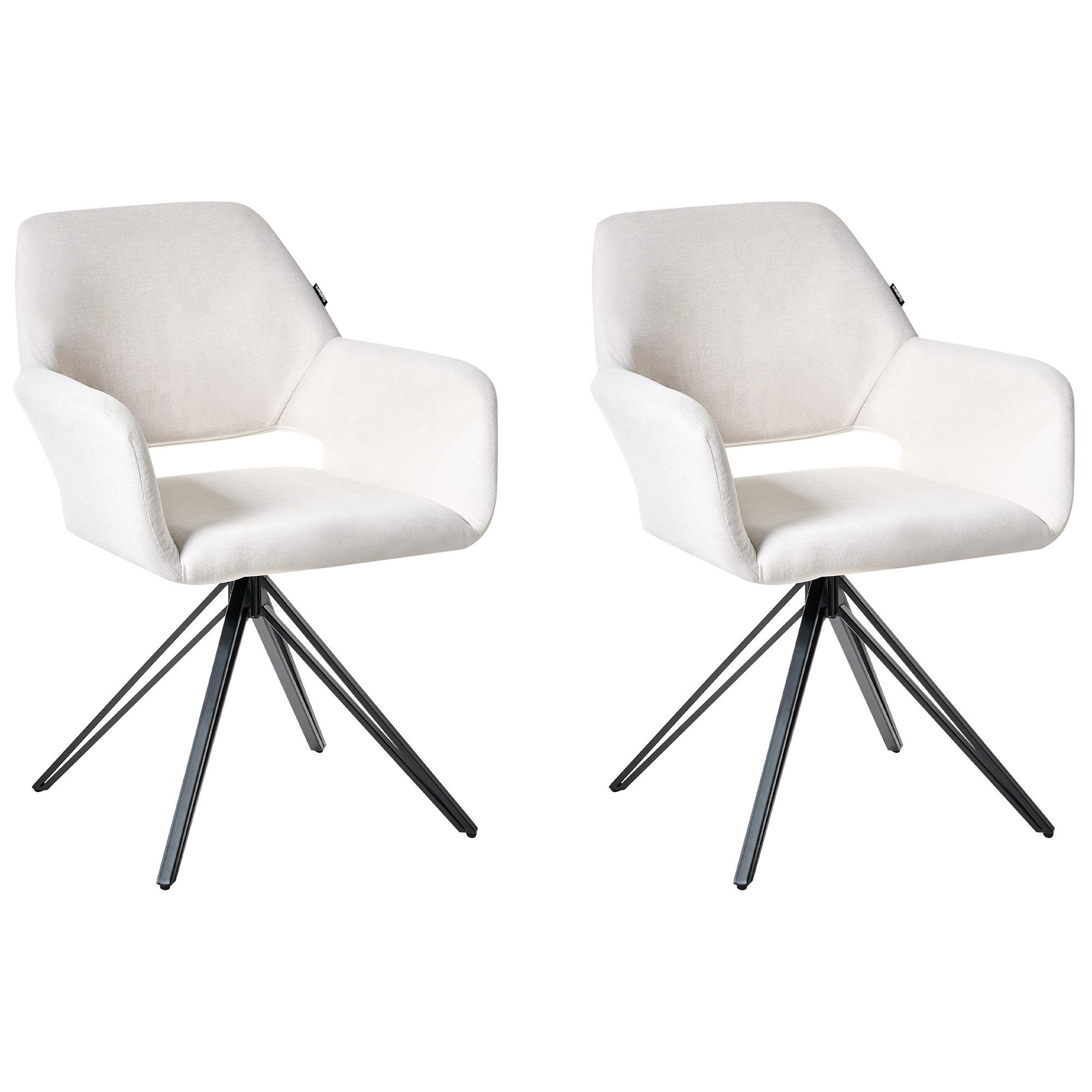 ESSZIMMERSTUHL 2er-Set Cremeweiß Ciney - Schwarz/Weiß, Textil (59/85/61cm) - Beliani